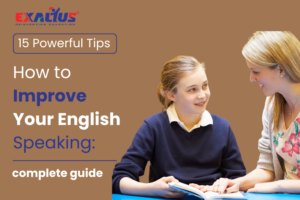  A graphic illustrating tips for enhancing English speaking skills, featuring bullet points and engaging visuals.